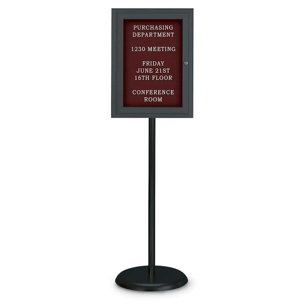 Corkboard, Triple Door, Radius Frame, 72x48", Black/Amethyst